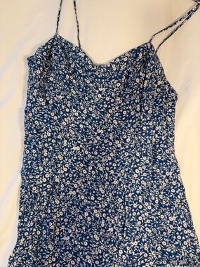 Blue Floral Midi Slip Dress